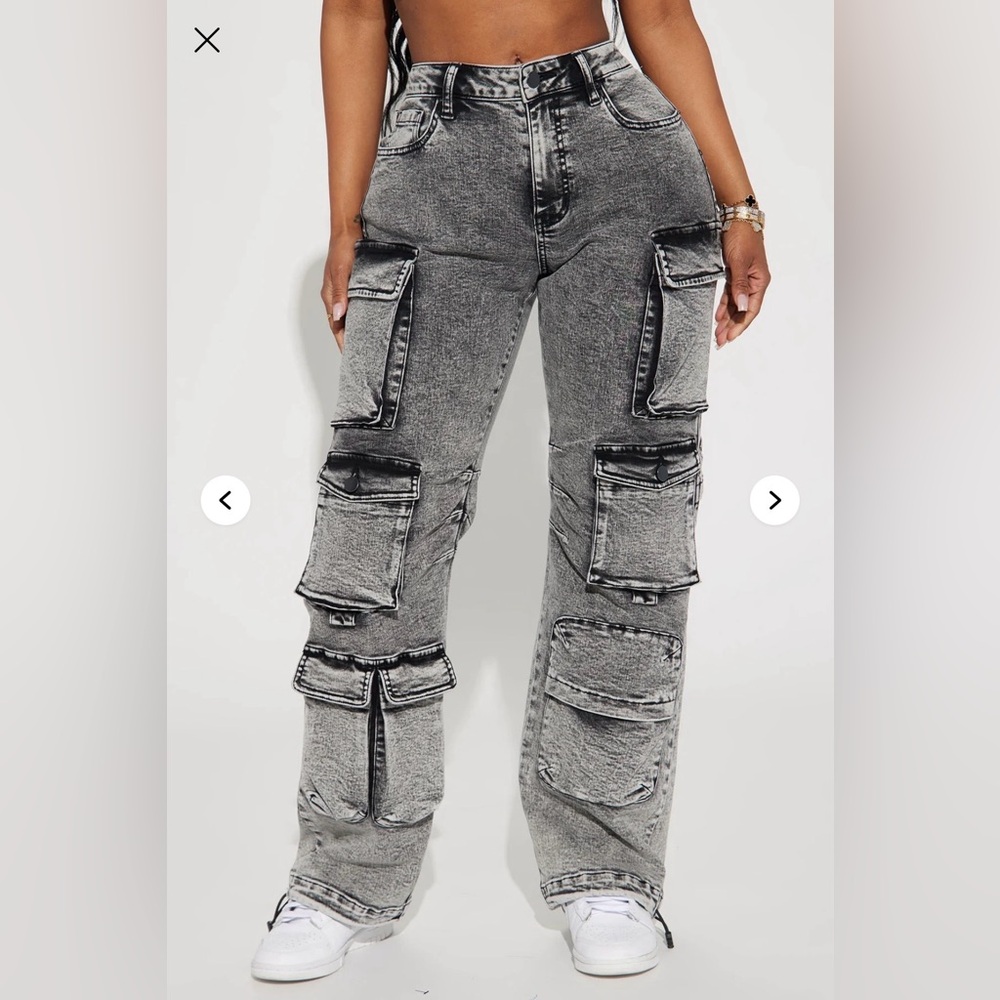 Fashion Nova High Rise Grey Cargo Pants